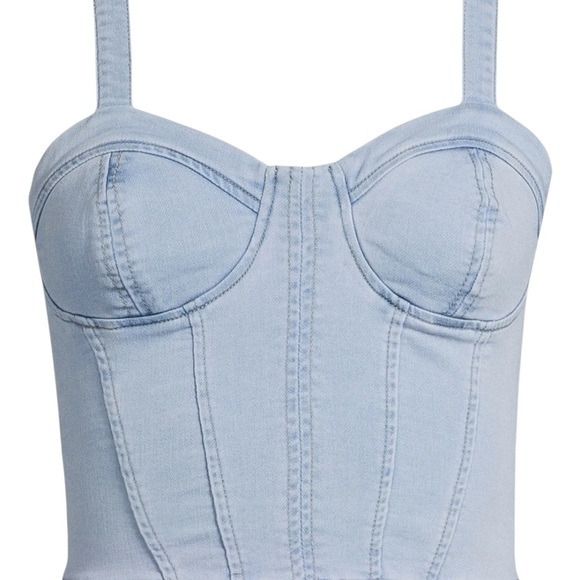 No Boundaries Denim Corset Light Blue Bustier Top coastal cowgirl boho western - Picture 1 of 7